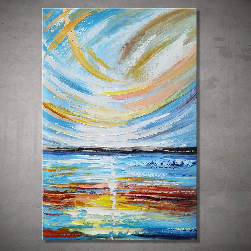 

Mintura,Handmade Handpainted Modern Abstract Seascape Oil Paintings On Canvas,Wall Art,Picture For Living Room Home Decor Office