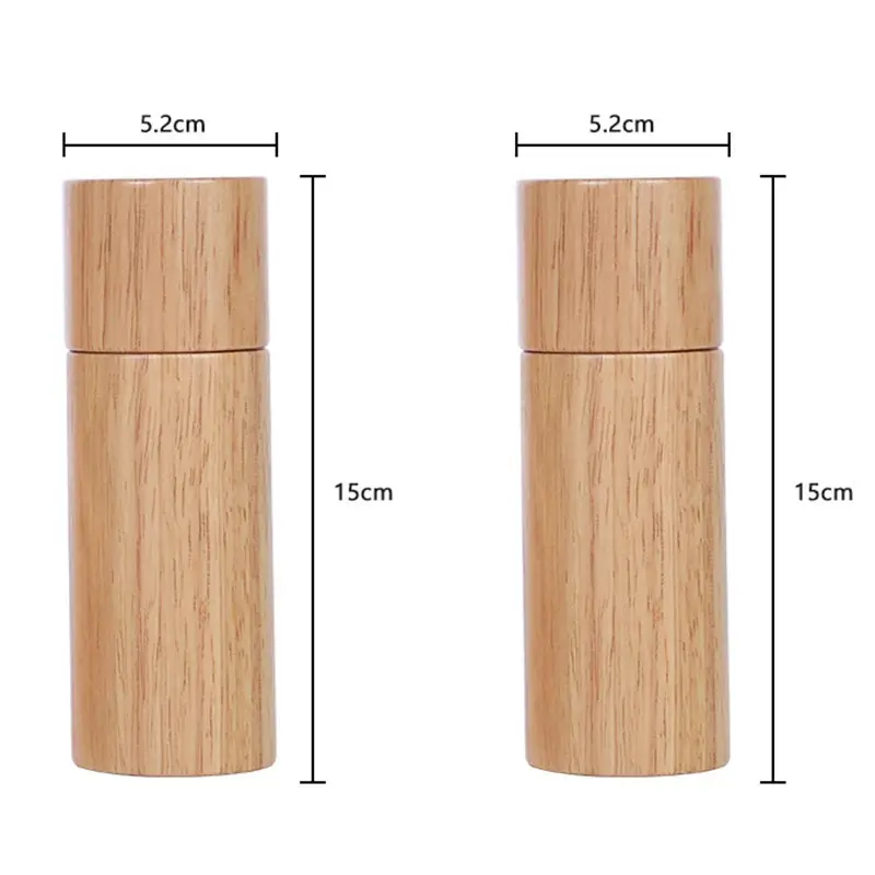 Manual Wooden Salt and Pepper Grinder Sets,Manual Mills with Iron Stand Base,Kitchen Helper 6Inches Oak Spice Pepper Mill Sets