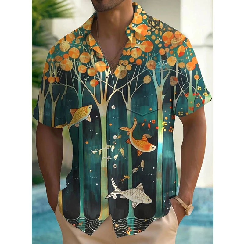 thumbnail image 1 of Camisas hawaianas con estampado de flores en 3D para hombre, camisas de manga corta para fiestas, camisas de gran tamaño para mujer, ropa Harajuku, blusas, 1 of 4
