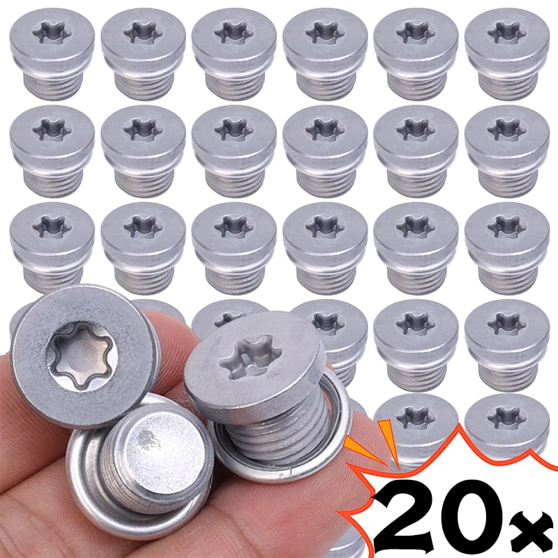 20~2Pcs Car Engine Oil Pan Drain Plug Kit Aluminium Washer NO138157 N91167901 Suitable for Volkswagen Audi Oil Pan Drain Screws Oil Drain Plug Gasket