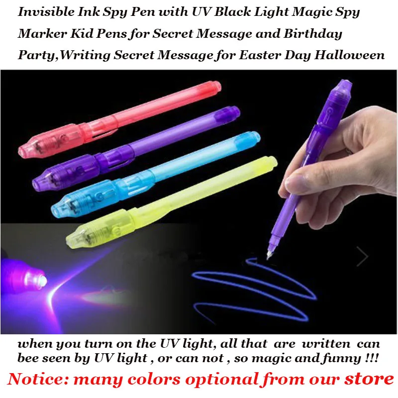 Invisible Ink Pen with UV Black Light Secret Spy Pens Magic