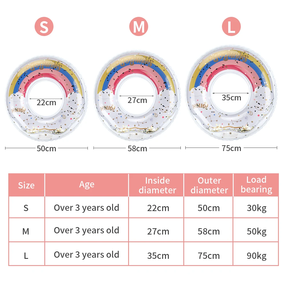 Swimbobo New Style Baby Float Ring Rainbow For Kids PVC Inflatable Swimming Underarm Rings Children Floats In Summer Floating 4