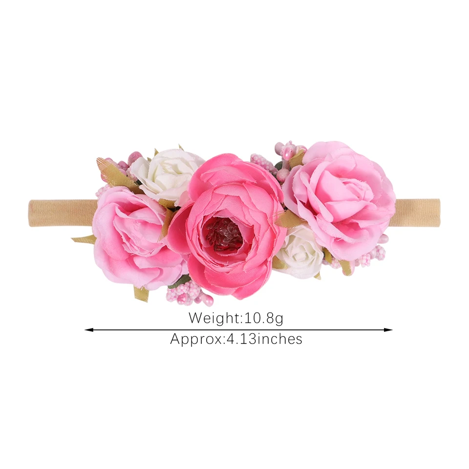 Baby-bloemen-hoofdbanden, set van 4, zachte, rekbare haarbanden voor pasgeborenen en peuters, haaraccessoires voor babymeisjes - bloem nylon hoofdbanden voor meisjes