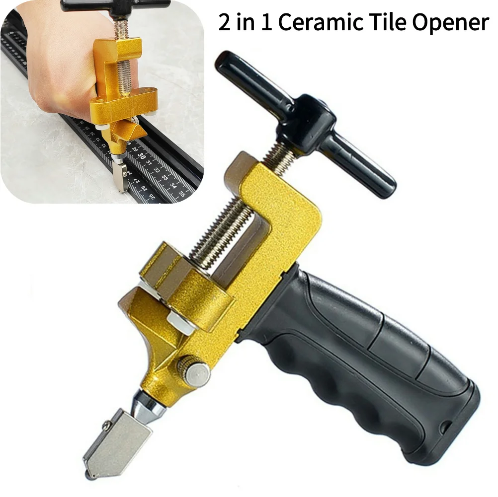 2 in 1 Manual Glass Cutter DIY Ceramic Tile Opener Divider Diamond Cutting Hand Tool High-Strength Cutting Wheel Knife Tools glass cutter tile glass cutter tile cutting tool
