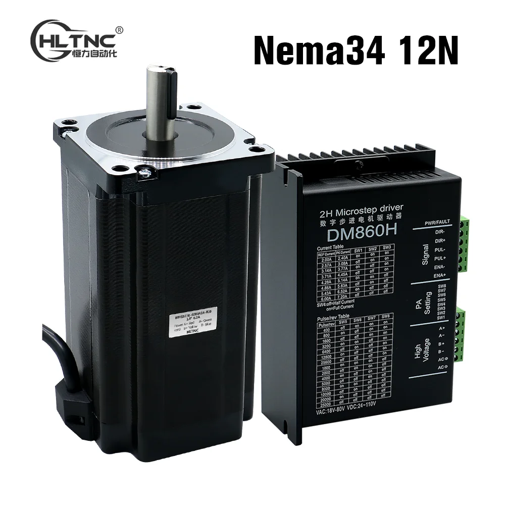 NEMA 34 CNC stepper motor 86X156mm 12.5N.m 5.5A Diameter 14mm Nema34 1700Oz-in + dm860h / dma860h for CNC engraving machine high stepper motor