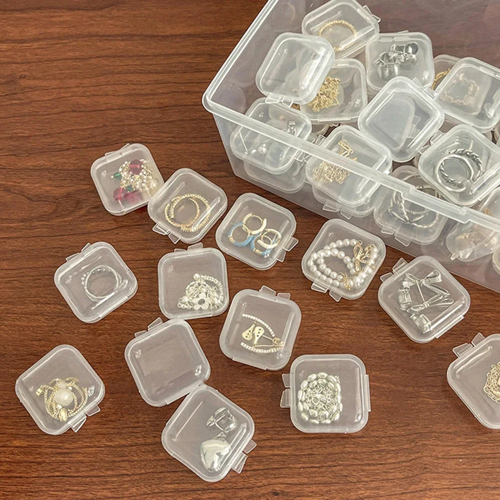 20Pcs 미니 투명 플라스틱 스토리지 박스 쥬얼리 장식 사무실 케이스 투명 주최자 다기능 휴대용 패키지 상자