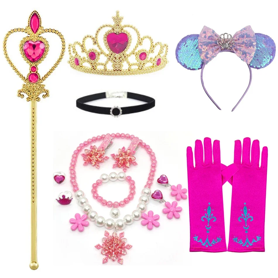 Cosplay Accessories Hair Accessories Children Jewelry Set for Mermaid Gloves Wand Crown Necklace Braid Princess Dress Clothing Halloween Birthday