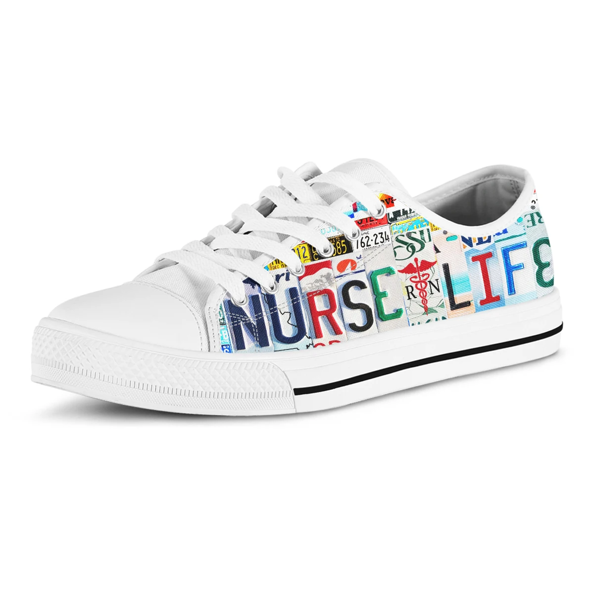 License Plate Nurse Life Kawaii Print Canvas Shoes Fashion Zapatillas Mujer Pink Cute Students Daily Wear Casual Flats
