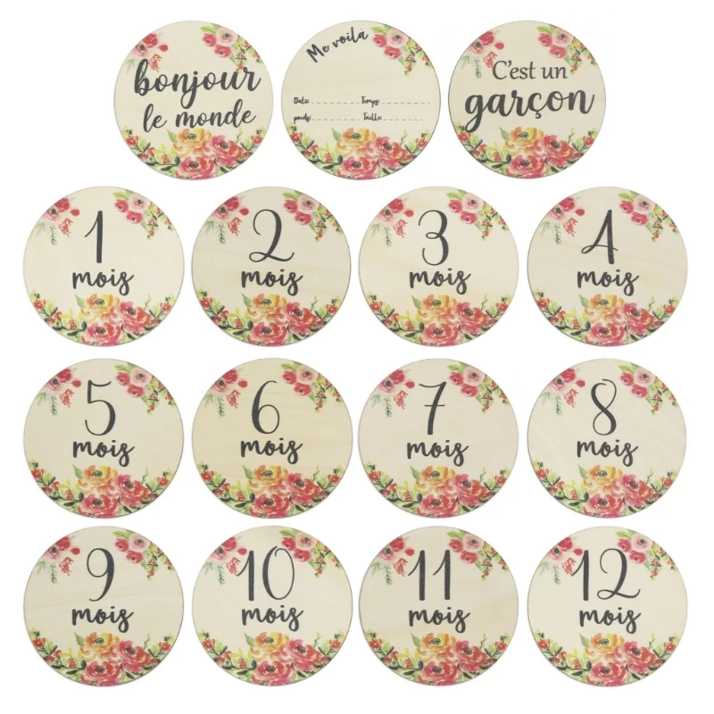 

6pcs Newborn Milestone Cards Shower Gift Wooden Baby Monthly Card Photo Props