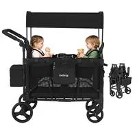 Poussette pliable 2 places tout-terrain pour bébé, chariot de plage pour enfants, harnais 5 points, auvent, plateau à collation, charge 60 kg 1