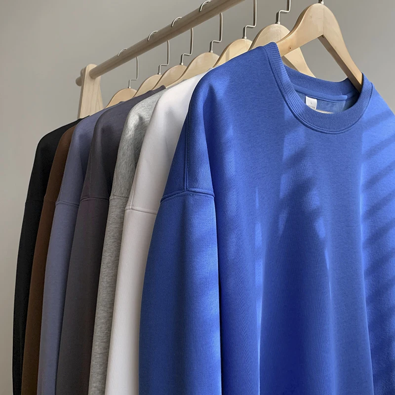 

Fall Cotton Basic Sweatshirts Men Oversized Pullovers Solid Color Korean Man Casual Hoodies 2023 Quality Cotton Male Clothing