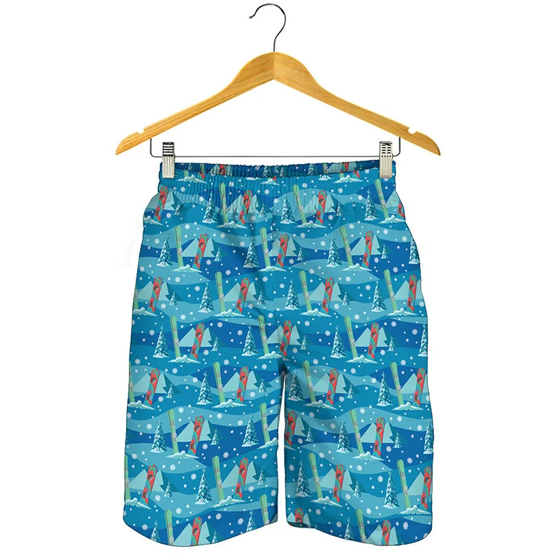 

Fashion Skiing Mountain Graphic Beach Shorts For Men 3D Printed Swimming Trunks Children Summer Street Loose Surf Board Shorts