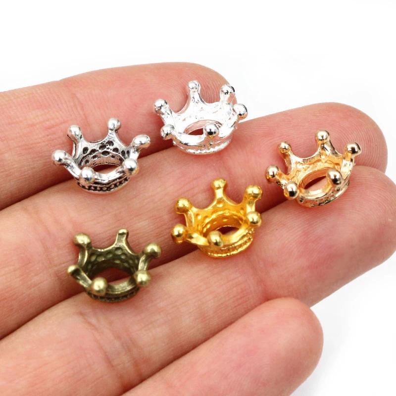 20pcs 14,5 x6mm Legierung Lose Spacer Krone Perlen Gold Silber Bronze Farbe Charms Perlen für DIY Schmuck Machen Armband zubehör