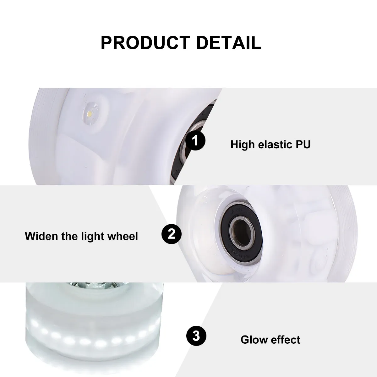 2Pcs 롤러 스케이트 라이트 업 휠 PU 내구성 야외 스케이트 액세서리 거리 거친 표면 그립 아이스 스케이트 휠