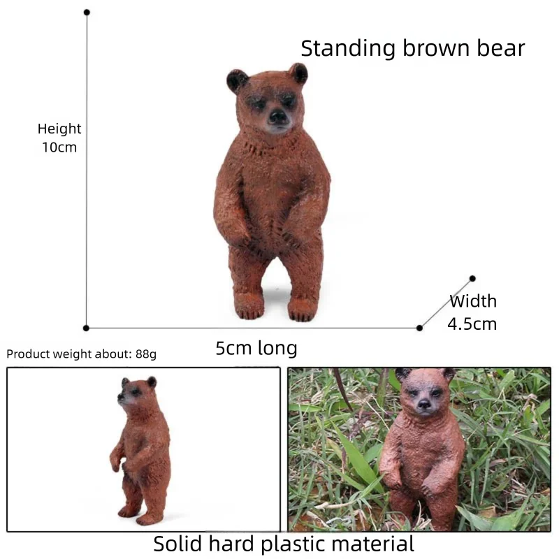 Realistic Black and Brown Bear Cub Figurines for Home Decor and Collections