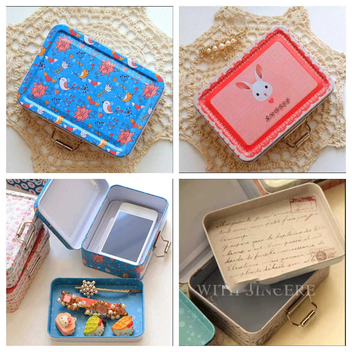 ドイツ製クロモス・タグセット gift tin-boxs バレンタインエディション 1024 : YGFRSTO 32 Pack Mini Floral Tin Boxes with Hinged Lids
