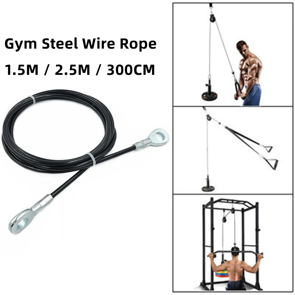 1.5M/2.5M/10FT Gym Steel Wire Rope DIY Weight Stack Cable Replacement Parts Exercise Portable Fitness Equipment