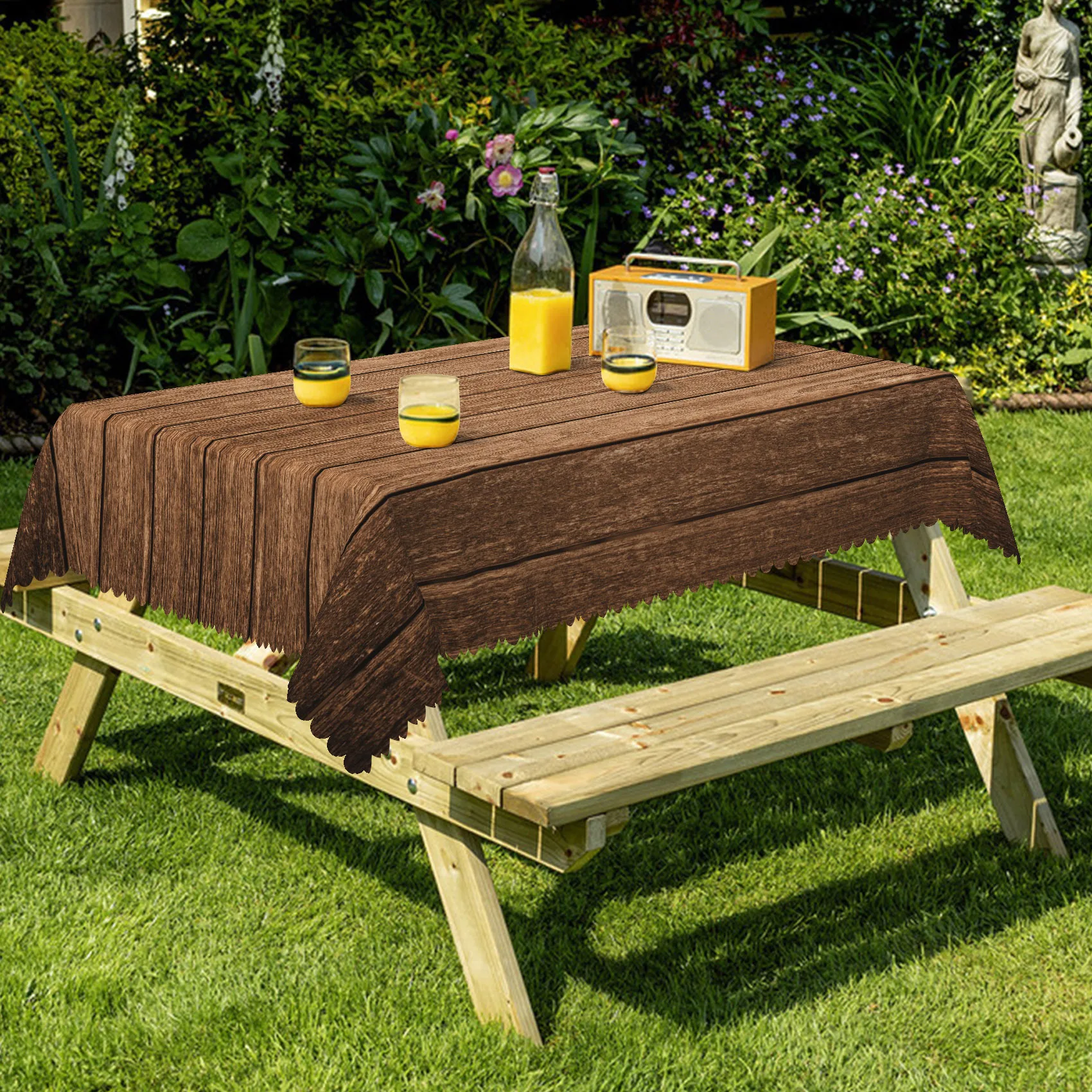 Wood Grain Tablecloth Natural Rustic Rectangular Table Wooden Texture Waterproof Dining Table Decor for Kitchen Party Home Decor 5