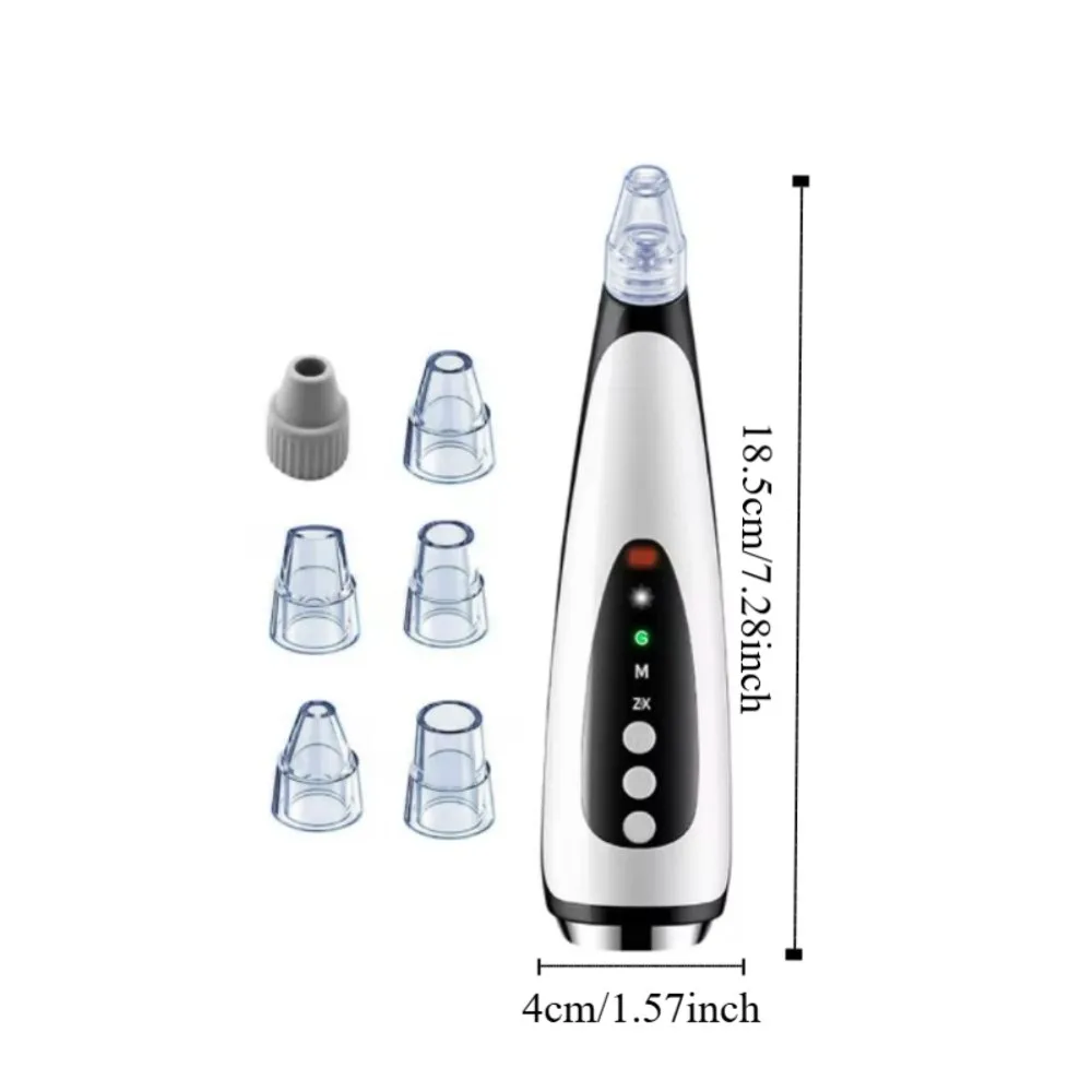 With 6 Replacement Head Electric Blackhead Remover Hot Compress Strong Suction Facial Pore Cleaning Device Professional