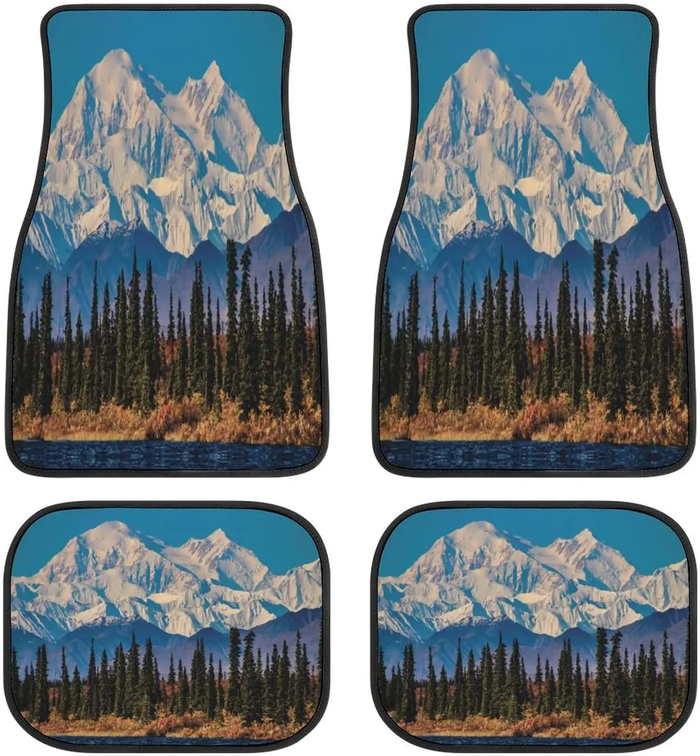 

The Scenery Alaska White Cloud Forest Art Car Mats Universal Drive Seat Carpet Vehicle Interior Protector Mats Funny Designs All