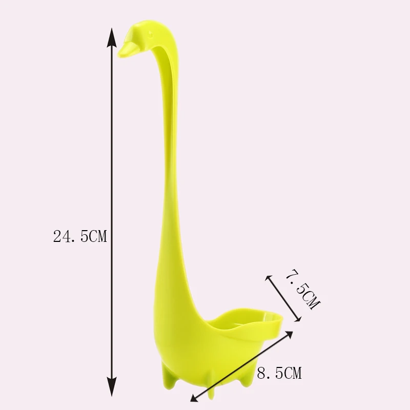 رائجة البيع الغذاء الصف PP البلاستيك بلون ملعقة قابلة للصفاة الإبداعية سوان نمط مقبض طويل ملعقة شوربة كبيرة أدوات المائدة المطبخ