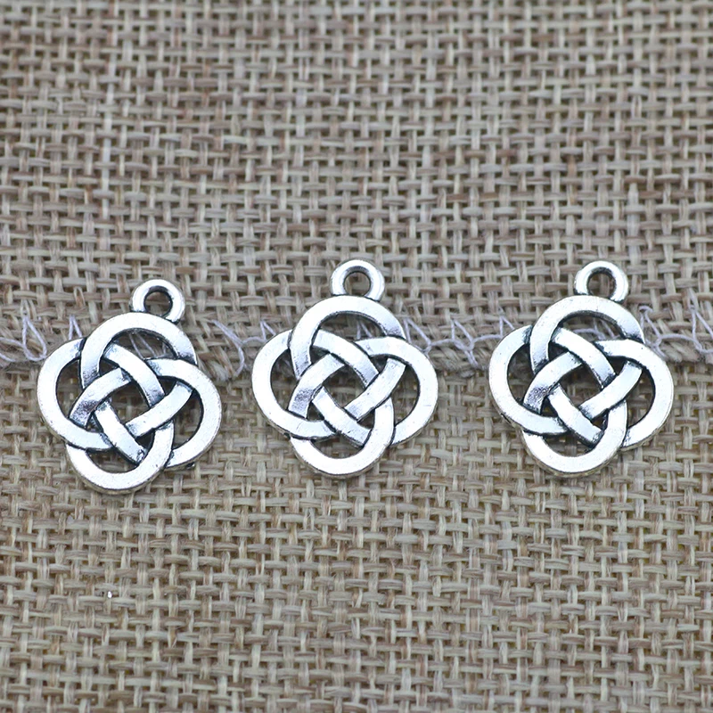 

Newness 20 Pieces 19*15mm Mixed Alloy Antique Silver Color Chinese Knot Charms Keychain Pendant Accessory For DIY Jewelry Making