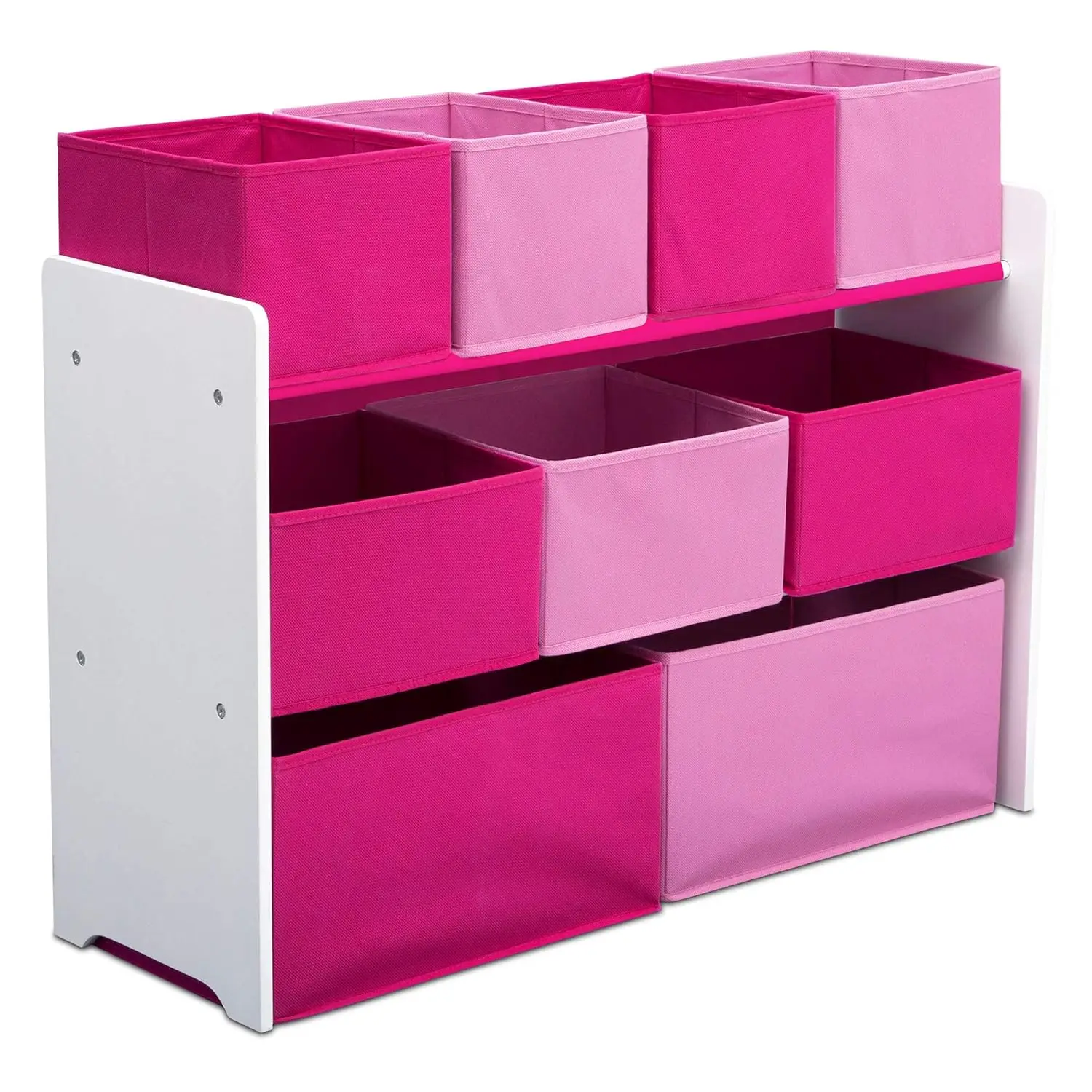 Children Deluxe Multi-Bin Toy Organizer with Storage Bins, White/Pink Bins， home organization and storage 2