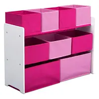 Children Deluxe Multi-Bin Toy Organizer with Storage Bins, White/Pink Bins， home organization and storage 2