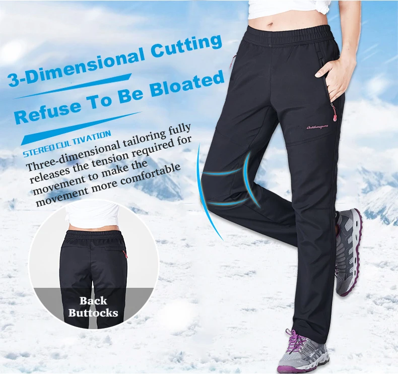 Description Picture 6 of itemLNGXO Winter Fleece Pants Men Women Outdoor Waterproof Windproof Warm Pants Hiking Climbing Skiing Mountain Trousers Elasticity