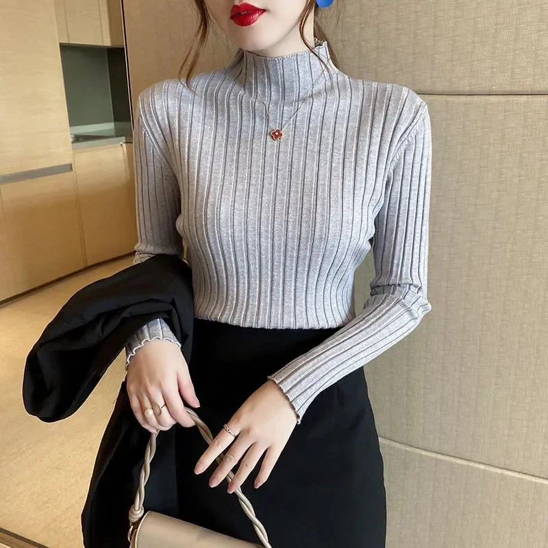 

2023 Autumn Winter Sweates Women Fall Turtleneck Sweater Knitted Soft Pullovers Cashmere Jumpers Basic Sweaters Knitwear Tops