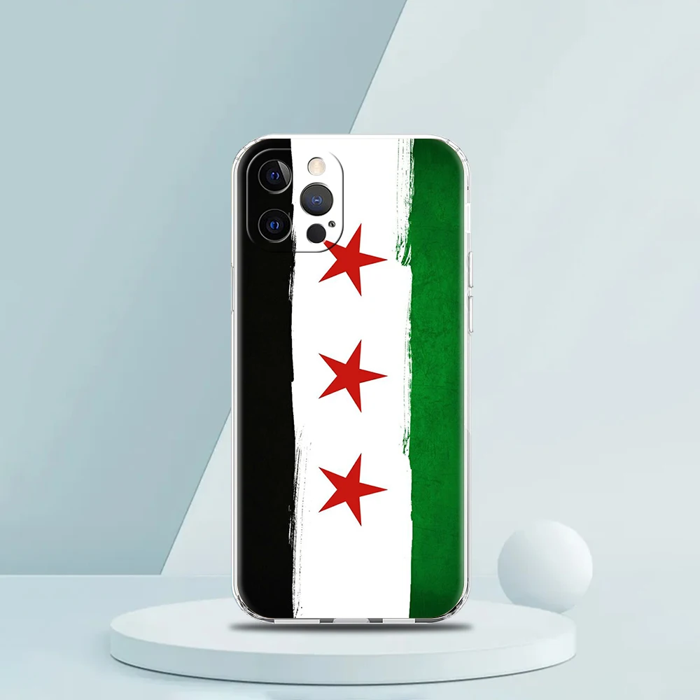 Luxury Silicone Clear Phone Case with Syria Flag Design