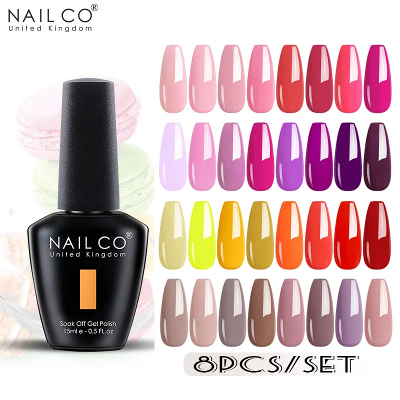 

NAILCO 15ml 8pcs/set Spring Summer Color UV Gel Nail Polish Set Gel Nail Art All For Manicure Nail Supplies For Professionals