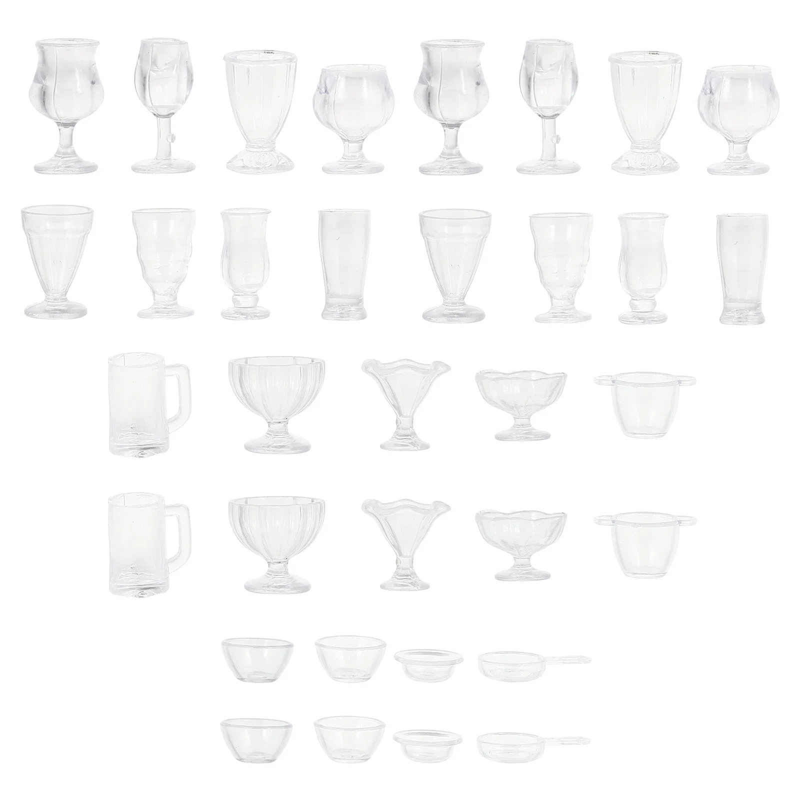 34 Pcs Candy Model Mini Ornaments Cup House Food Clear Coffee Mug Models Glass Decor Adornment Plastic Glasses