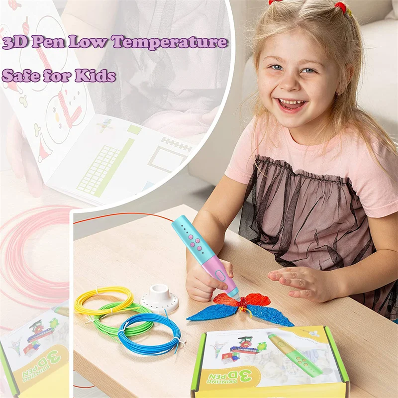 New 3D Pen Set for Kids Boys Girls Birthday Chrismas Gifts 3d Printing Pen Low Temperature with 200M PCL Filament 3d Pens 3d printing pen 3d printing pen filament