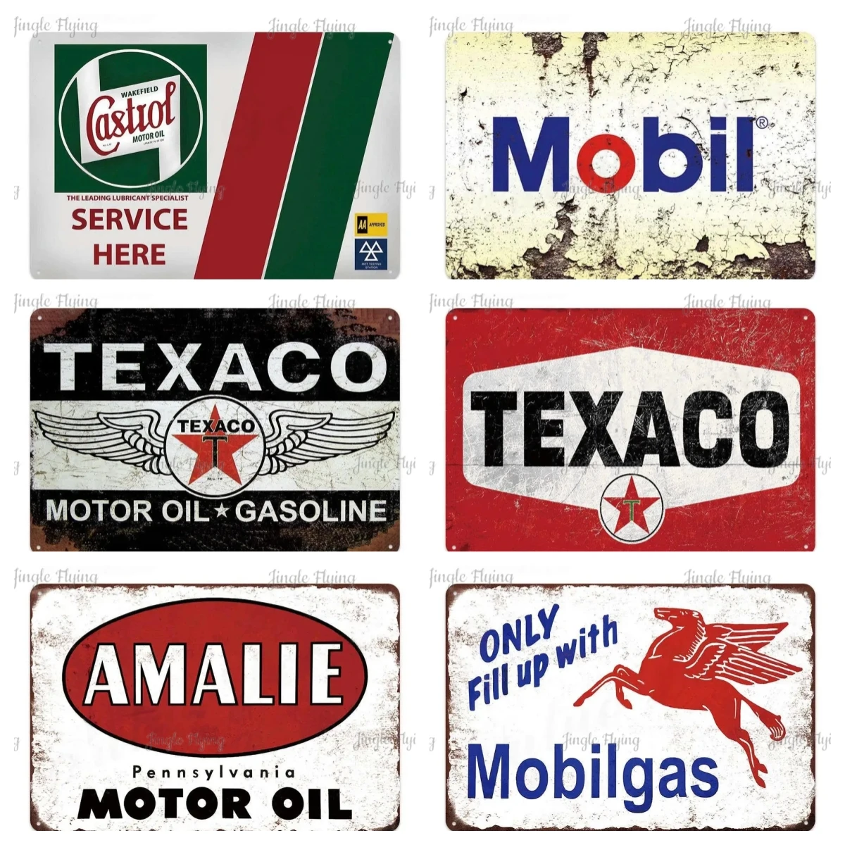 Mobil Texaco Castrol Motor Oil Wall Art Decor Tin Poster Segni Piastra Metallica Vintage Garage Placche Da Parete Man Cave Home Decoration