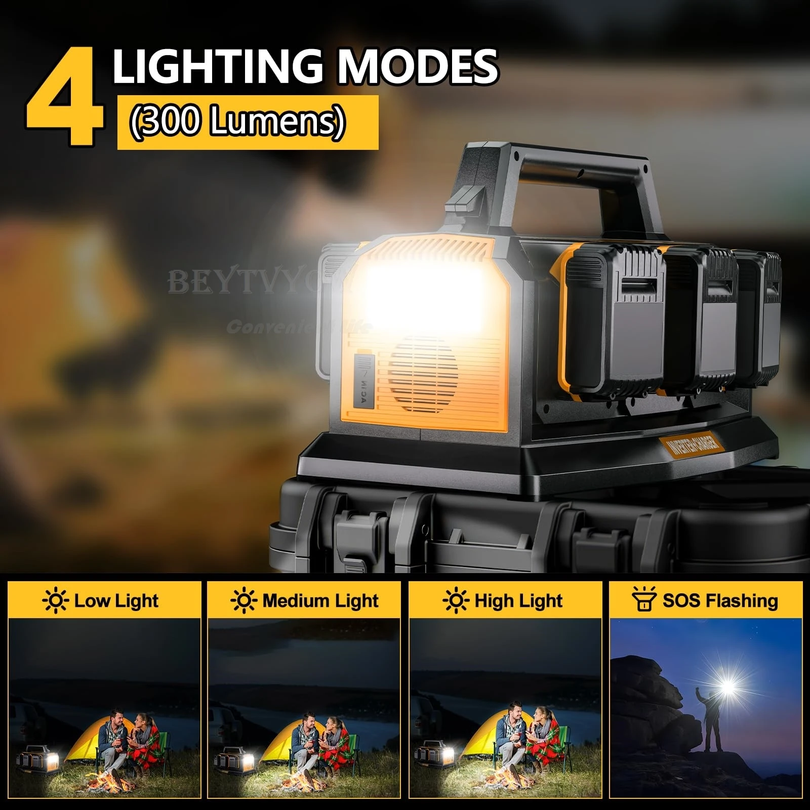 1200W Portable Inverter Battery Charger 2-in-1 for DeWalt 20V Battery 6A Rapid C