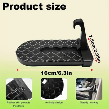 Folding Aluminum Car Door Ladder Dark-Colored,Non-Slip,Scratch-Resistant,Easy to Install for SUV Truck Roofs,Lightweight Durable 2