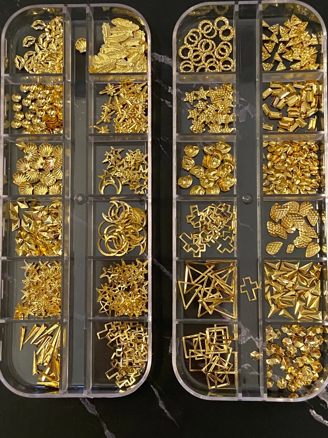12Grids Moon Star Nails Gold Metallic Nail Sequins Charms 3D Nail Art Tips Decoration  3D Metal Moon Star Sun Bead Rivet Nail Je 4