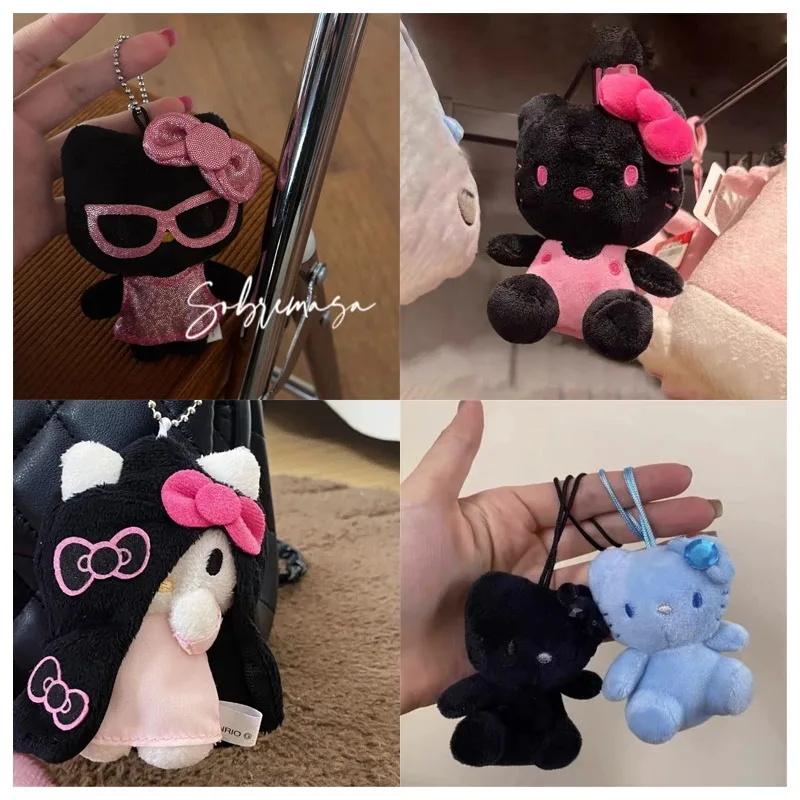 

Kawaii Sanrioed Black Skin Hello Kittys плюшевая игрушка брелок Kawai Lolita сумка украшение кулон милый плюшевый Кукла подарок для детей