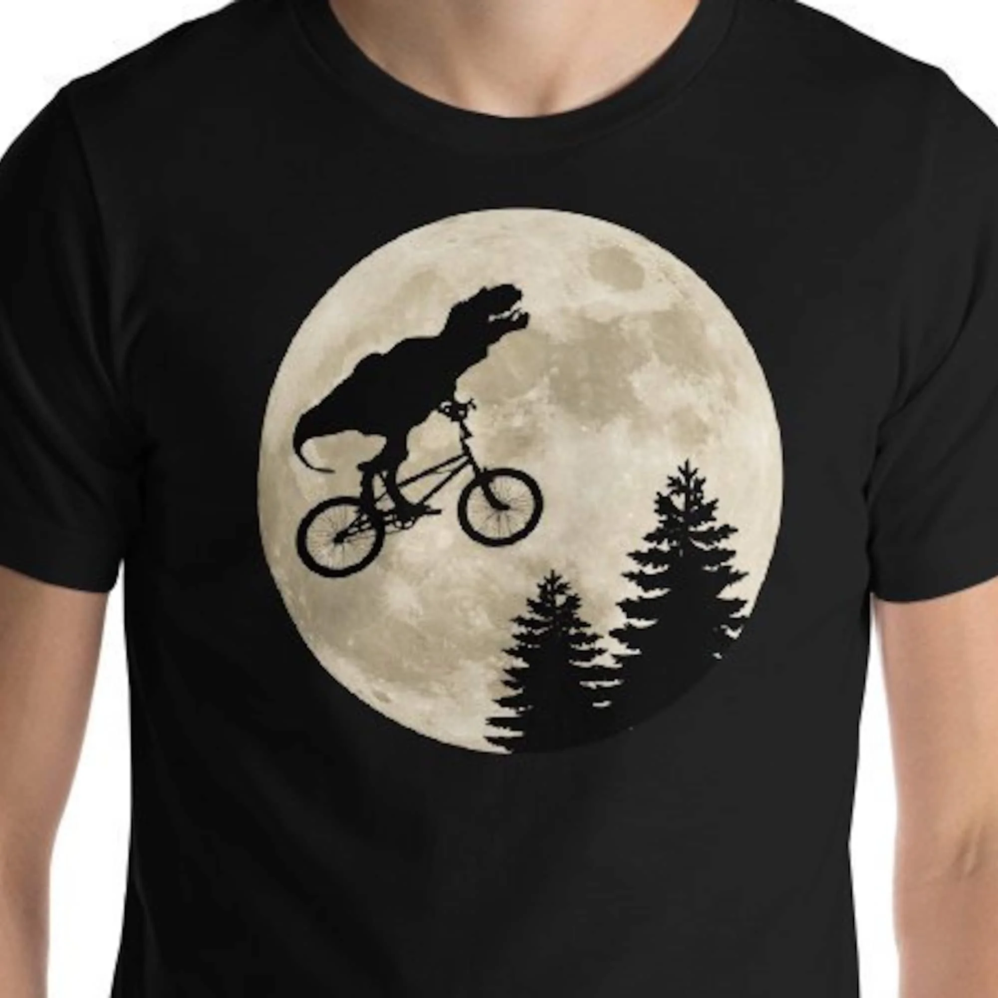 T Rex Bike Ride Over The Moon Shirt