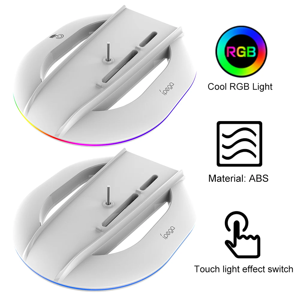 PS5 Slim/PS5 Pro 콘솔 브래킷용 RGB 조명이 있는 수직 냉각 스탠드 PlayStation 5 Slim/Pro Accessor용 미끄럼 방지 베이스