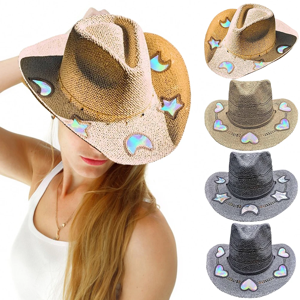 Straw Western Cowboy Hat for Women Summer