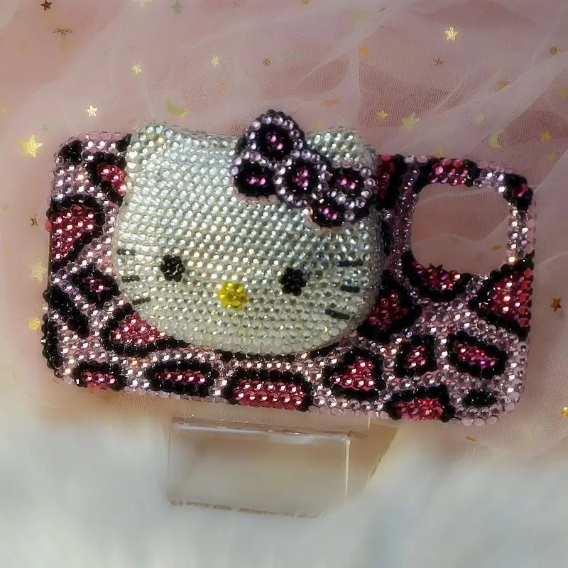 キティちゃん ストーンケース iPhone用 サンリオラインストーン電話ケースiPhone、メイクミラー、ハロー