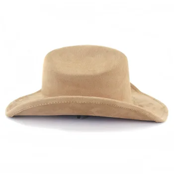 Suede Western Cowboy Hat Men Women Vintage Gentleman Lady Jazz Cowgirl Panama Sun Cap Wide Brim Cloche Church Fedora Hats 2