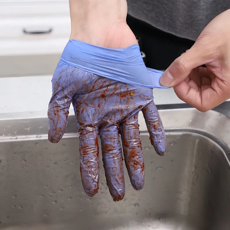 50 PCS Purple Disposable Nitrile Gloves Used for Furniture Cleaning Kitchen Dishwashing Pet Bathing Nail  Beauty Salon Baking 6