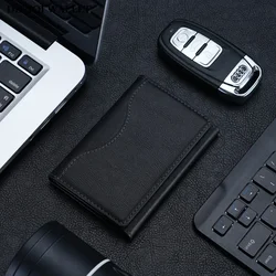 Sleek Magnetic PU Leather Card Holder (Black)