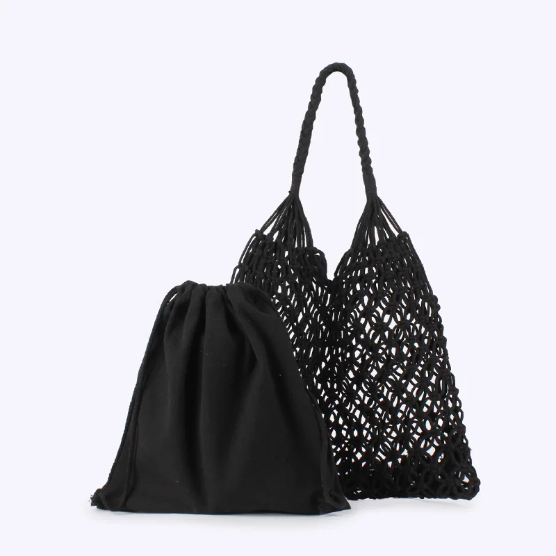 Fashion Crochet Bags for Women Summer Beach Tote Bag Raffia Aesthetic Totes Straw Handbag Bohemian Boho Woven Knit Shoulder Bag - 2