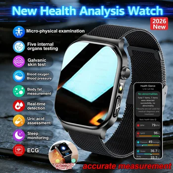 Nuovo Smartwatch 2026 per Uomo e Donna con Diagnosi AI della Salute Umana, ECG+HRV, Pressione Sanguigna, Acido Urico, Lipidi nel Sangue, Chiamate Bluetooth