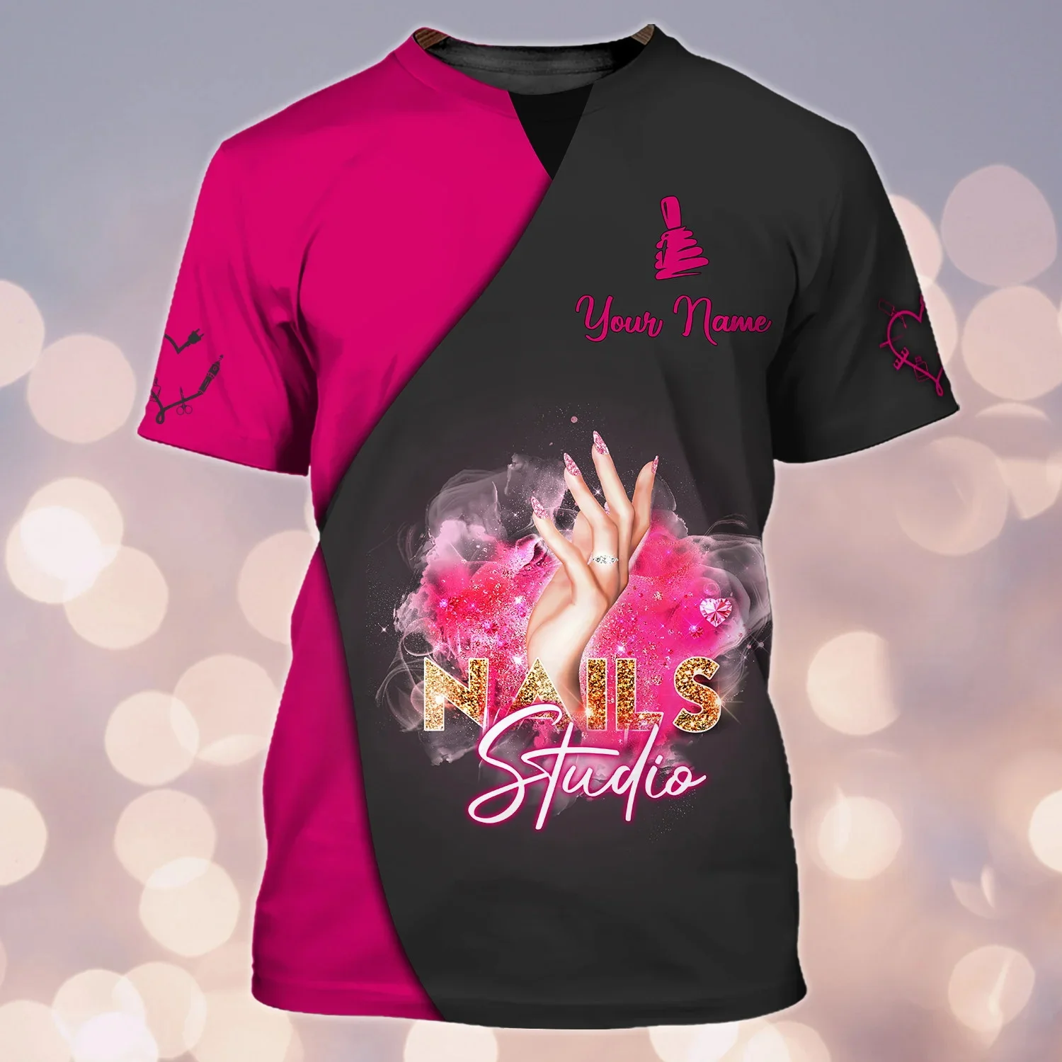 Nail Artist Personalisiertes T-Shirt Manikürist Geschenk Nagelmuster 3D-gedrucktes Sommer-Unisex-Freizeit-T-Shirt [Nicht Arbeitskleidung] DW165 – Detail 16