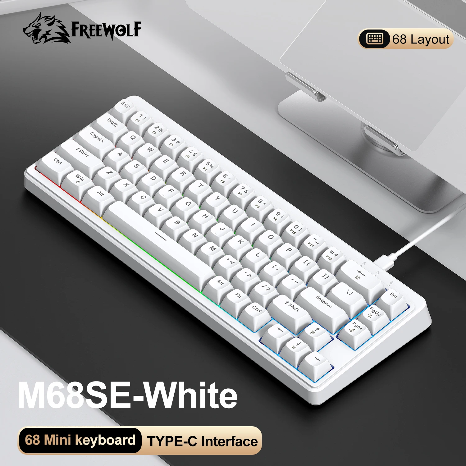 Wired Keyboard 60% Mini Portable RGB for Office Gaming